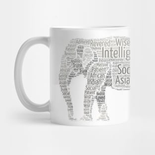 Standing Elephant Word Cloud Art Mug